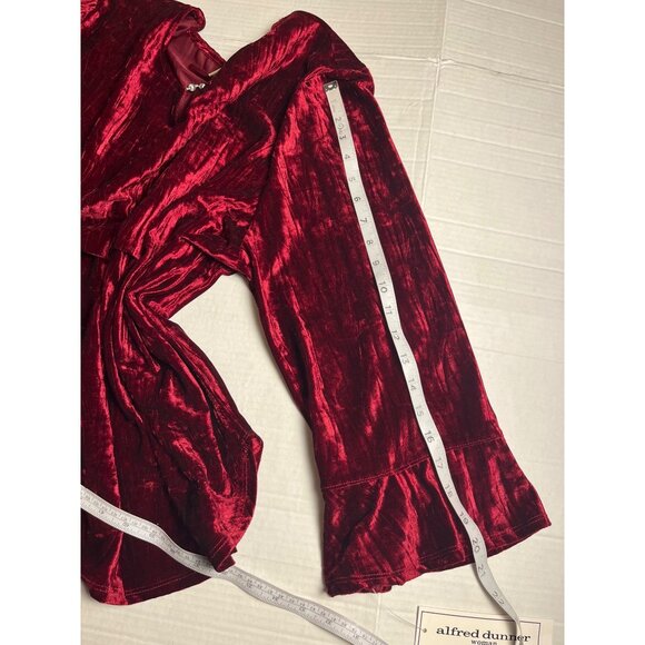 Alfred Dunner Womens Plus Runway Ready 3/4 Sleeve Crinkle Velvet Red Top Size 3X - Picture 13 of 13